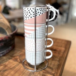 Matching coffee mug stack